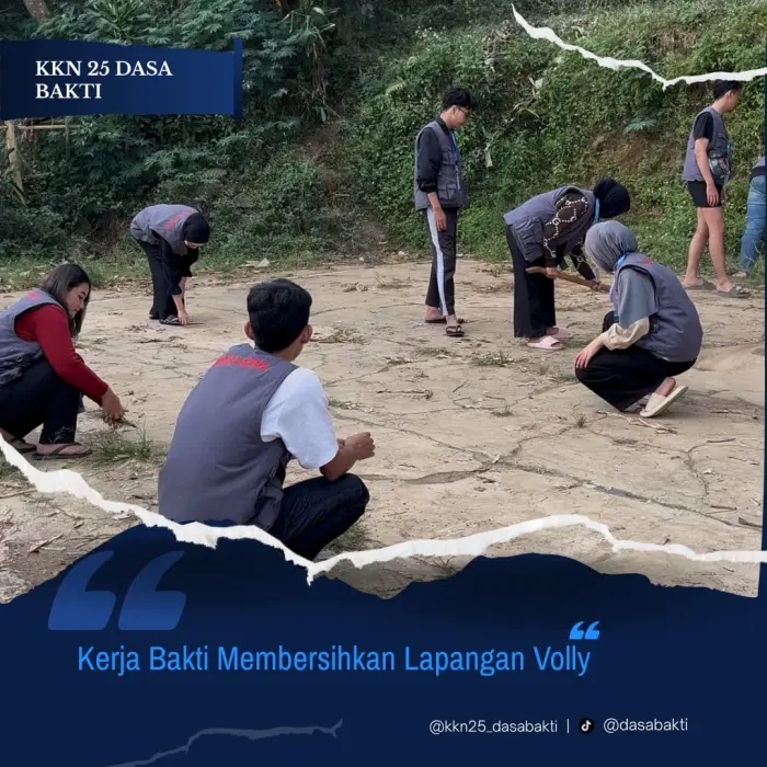 Artikel KKN Universitas Al Ghifari: Minggu Kedua KKN 25 Dasa Bakti Universitas Al-Ghifari : Kerja Bakti Membersihkan Lapangan Volly