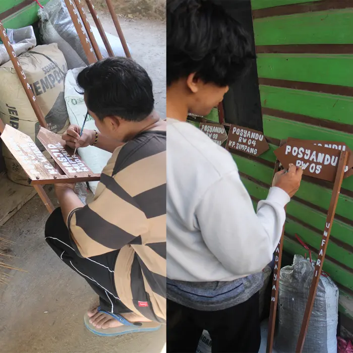 Artikel KKN Universitas Al Ghifari: Day 24 KKN Tiang Petunjuk Arah & Drum Pembakaran Rampung Total!
