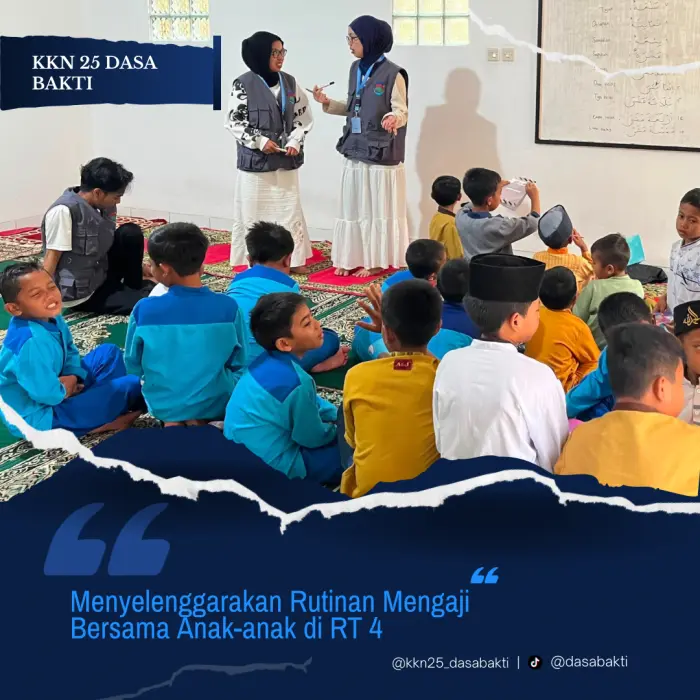 Artikel KKN Universitas Al Ghifari: Mahasiswa KKN 25 Dasa Bakti Menumbuhkan Nilai Keagamaan Sejak Dini melalui Rutinitas Mengaji Bersama Anak-Anak RT 4
