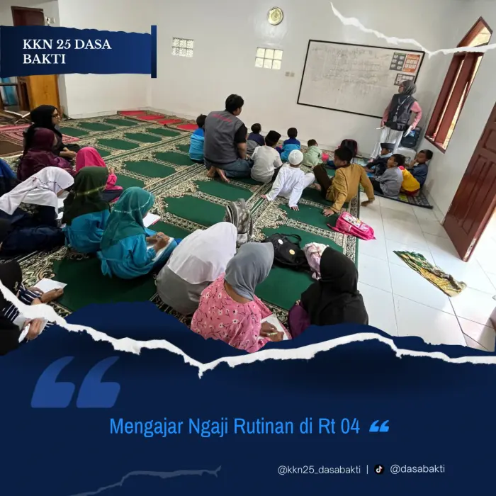 Artikel KKN Universitas Al Ghifari: Mahasiswa KKN 25 Dasa Bakti Menanamkan Nilai Keislaman melalui mengajar ngaji rutin
